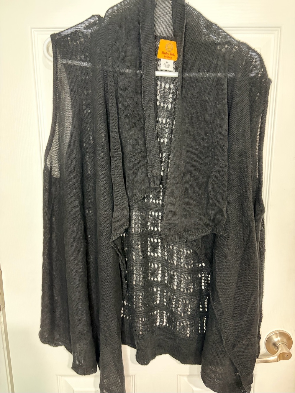 Ruby Rd. Black Open-Front Lightweight Cardigan